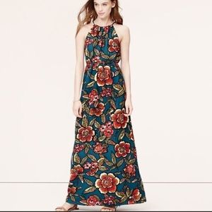 LOFT Teal Floral Maxi Dress